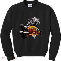 T Rex Eating Burger Kids Sweatshirt thumb 0