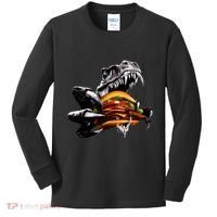 T Rex Eating Burger Kids Long Sleeve Shirt thumb 0