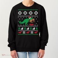 T Rex Eating Reindeer Funny Dinosaur Christmas Ugly Gift Women's Sweatshirt thumb 0