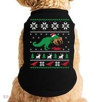 T Rex Eating Reindeer Funny Dinosaur Christmas Ugly Gift Doggie Tank thumb 0