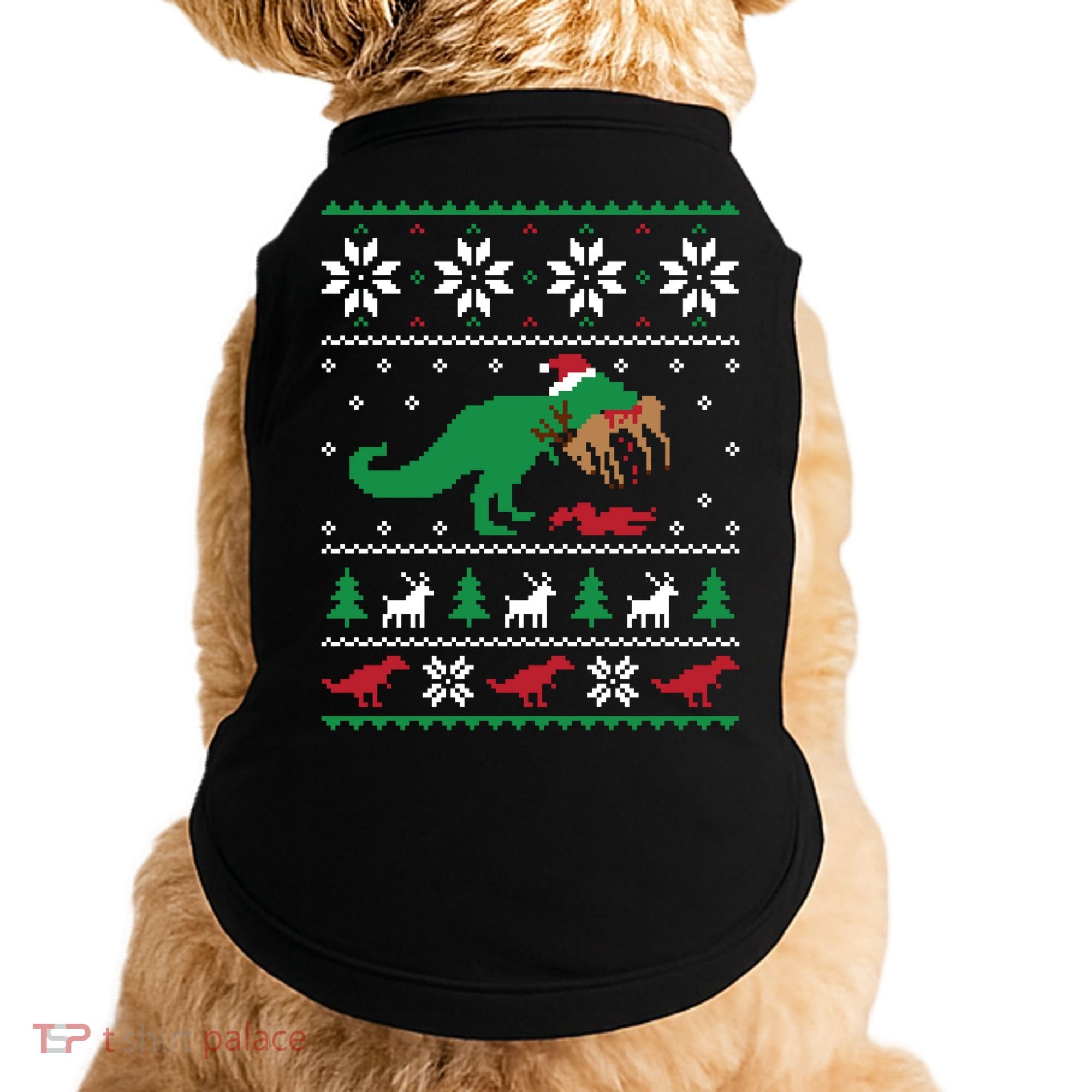 T Rex Eating Reindeer Funny Dinosaur Christmas Ugly Gift Doggie Tank
