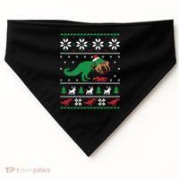 T Rex Eating Reindeer Funny Dinosaur Christmas Ugly Gift USA-Made Doggie Bandana thumb 0