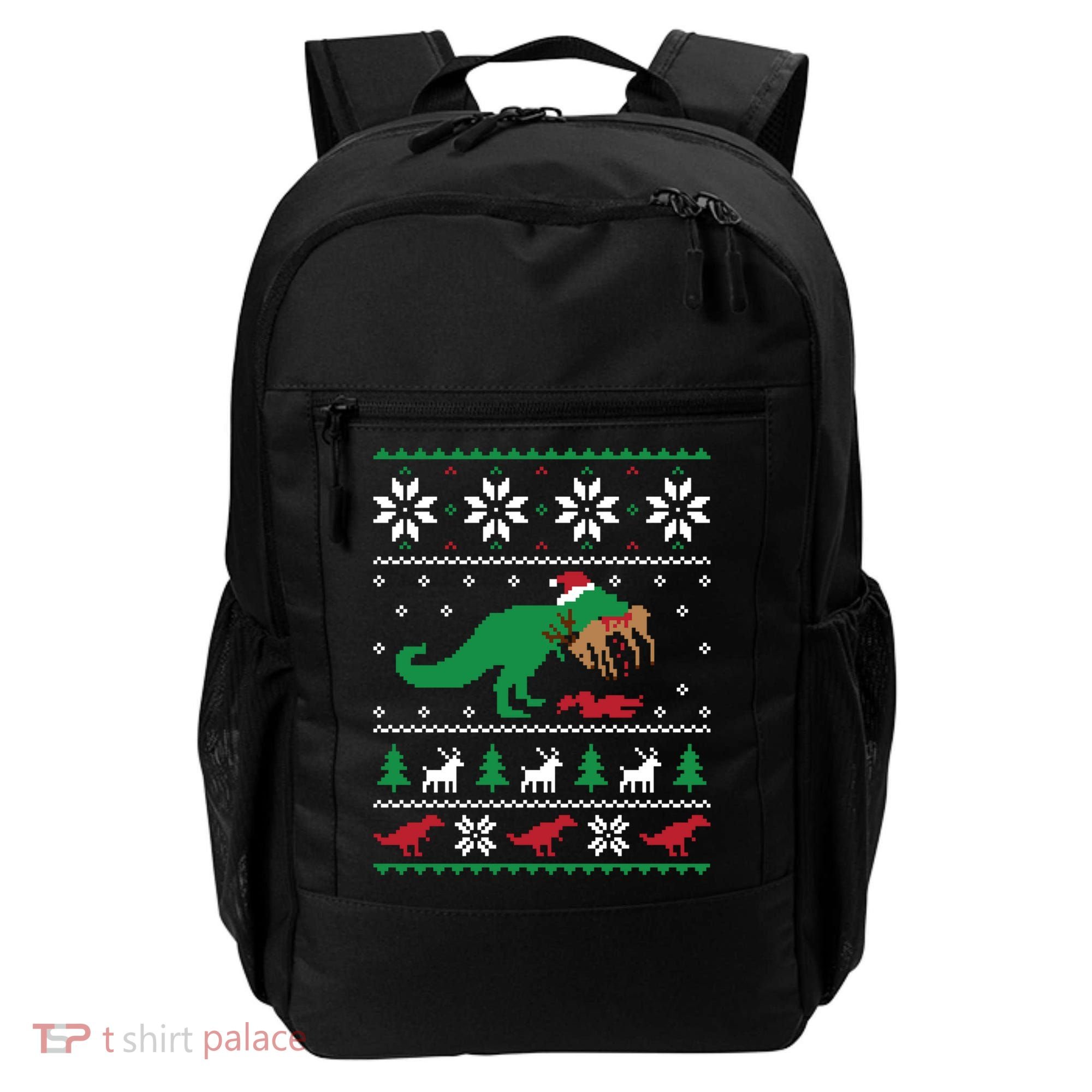 T Rex Eating Reindeer Funny Dinosaur Christmas Ugly Gift Backpack