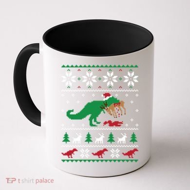 T Rex Eating Reindeer Funny Dinosaur Christmas Ugly Gift Coffee Mug