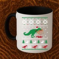 T Rex Eating Reindeer Funny Dinosaur Christmas Ugly Gift Coffee Mug thumb 2