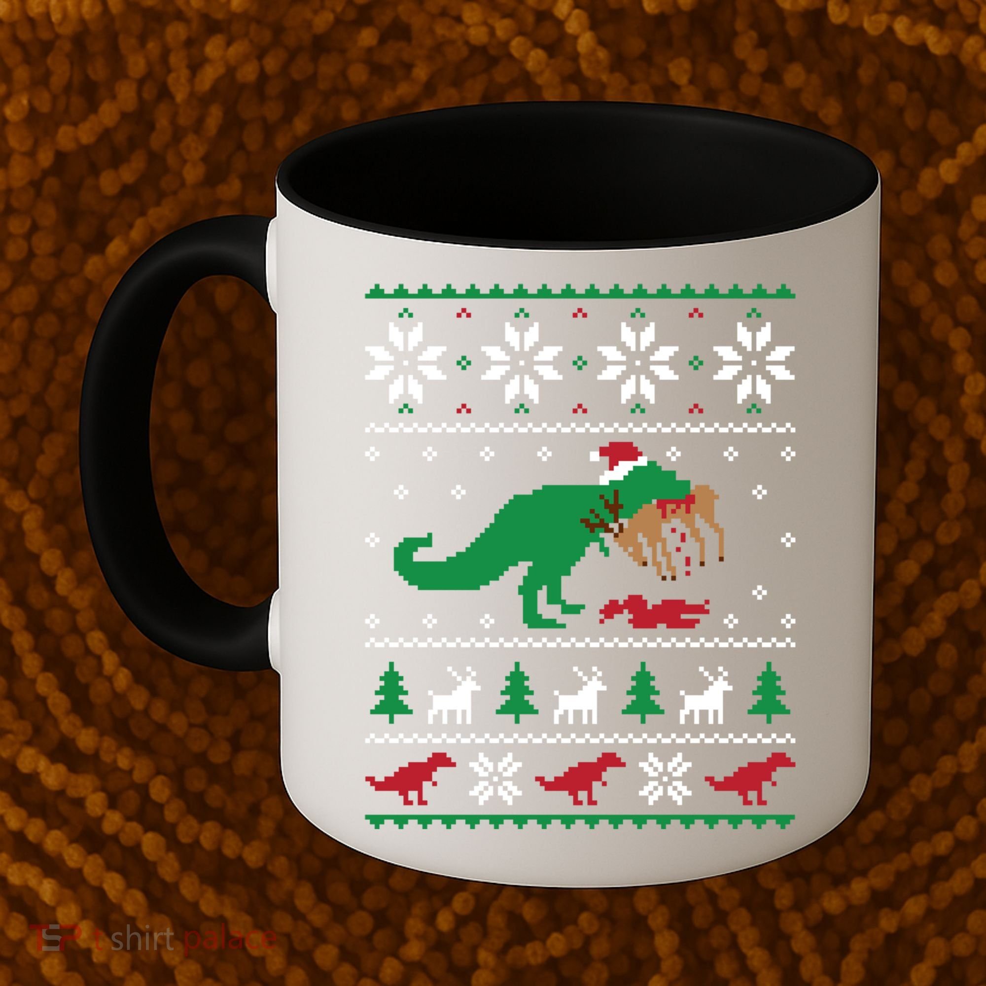T Rex Eating Reindeer Funny Dinosaur Christmas Ugly Gift Coffee Mug