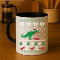T Rex Eating Reindeer Funny Dinosaur Christmas Ugly Gift Coffee Mug thumb 4