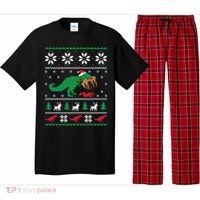 T Rex Eating Reindeer Funny Dinosaur Christmas Ugly Gift Pajama Set thumb 0
