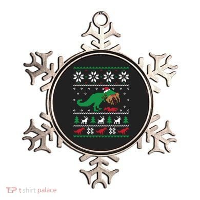 T Rex Eating Reindeer Funny Dinosaur Christmas Ugly Gift Ornament