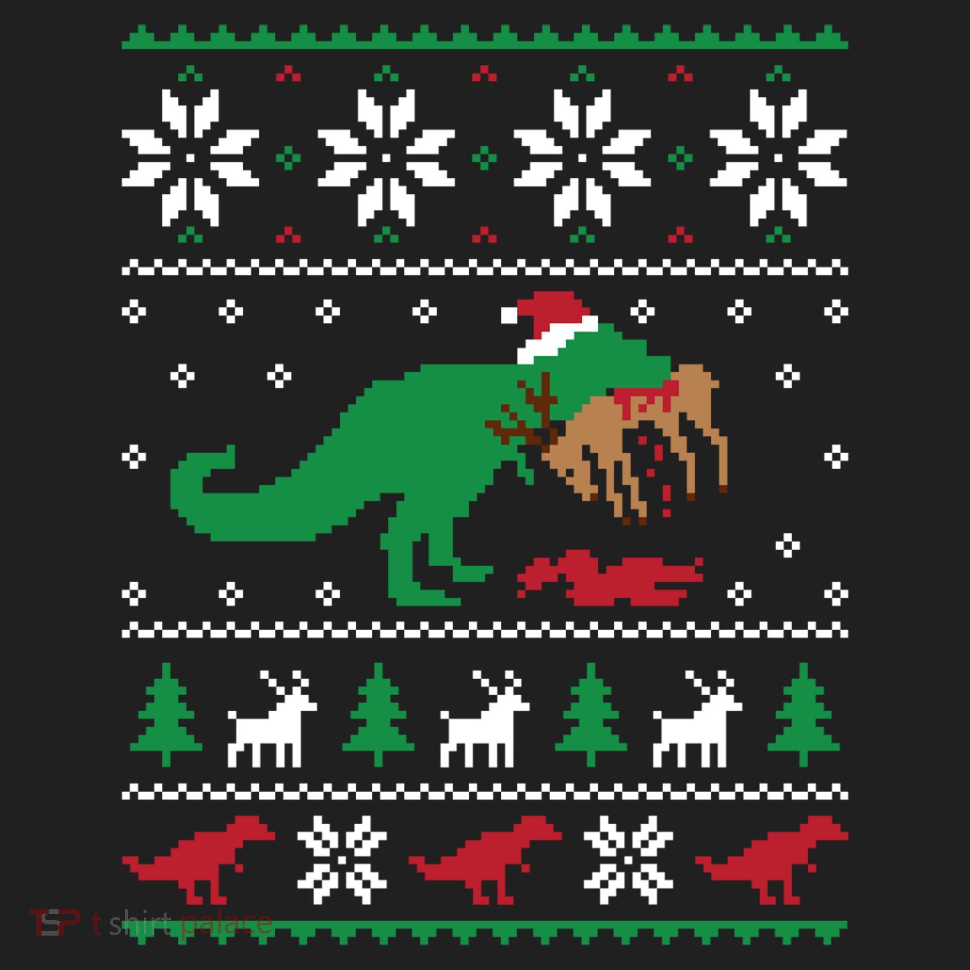 T Rex Eating Reindeer Funny Dinosaur Christmas Ugly Gift Golf Towel