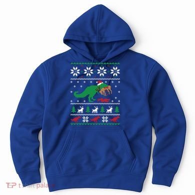 T Rex Eating Reindeer Funny Dinosaur Christmas Ugly Gift Hoodie