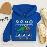 T Rex Eating Reindeer Funny Dinosaur Christmas Ugly Gift Hoodie thumb 4