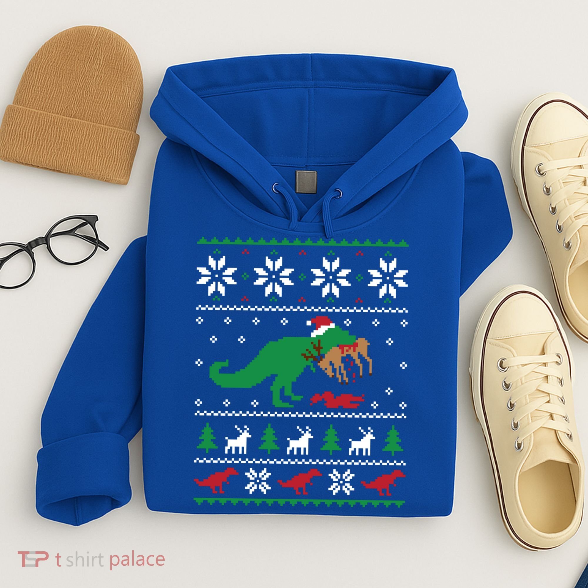 T Rex Eating Reindeer Funny Dinosaur Christmas Ugly Gift Hoodie