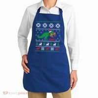T Rex Eating Reindeer Funny Dinosaur Christmas Ugly Gift Apron thumb 2