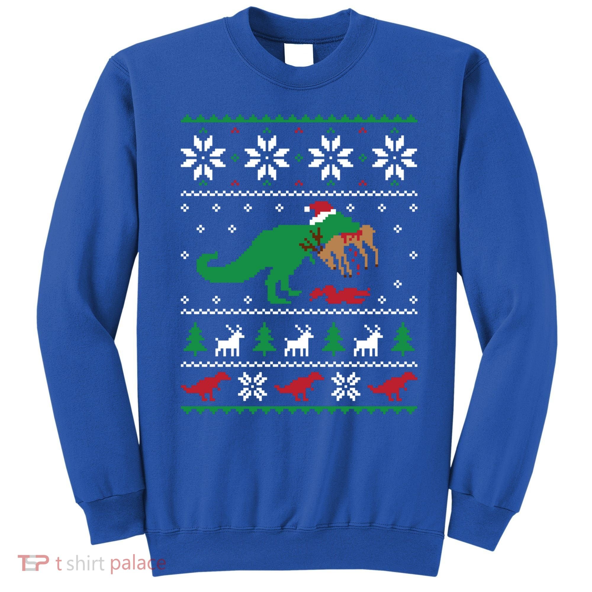 T Rex Eating Reindeer Funny Dinosaur Christmas Ugly Gift Sweatshirt