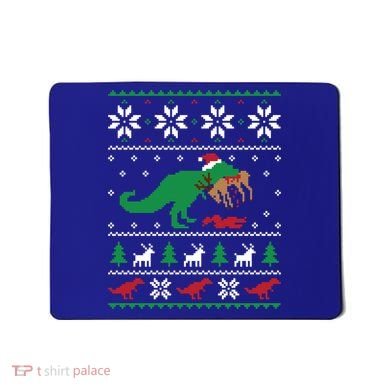T Rex Eating Reindeer Funny Dinosaur Christmas Ugly Gift Mousepad