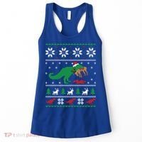 T Rex Eating Reindeer Funny Dinosaur Christmas Ugly Gift Women's Tank Top thumb 0