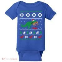 T Rex Eating Reindeer Funny Dinosaur Christmas Ugly Gift Baby Bodysuit thumb 0