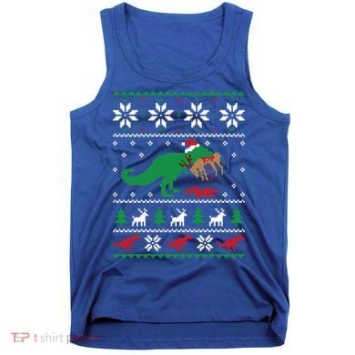 T Rex Eating Reindeer Funny Dinosaur Christmas Ugly Gift Tank Top