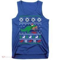 T Rex Eating Reindeer Funny Dinosaur Christmas Ugly Gift Tank Top thumb 0