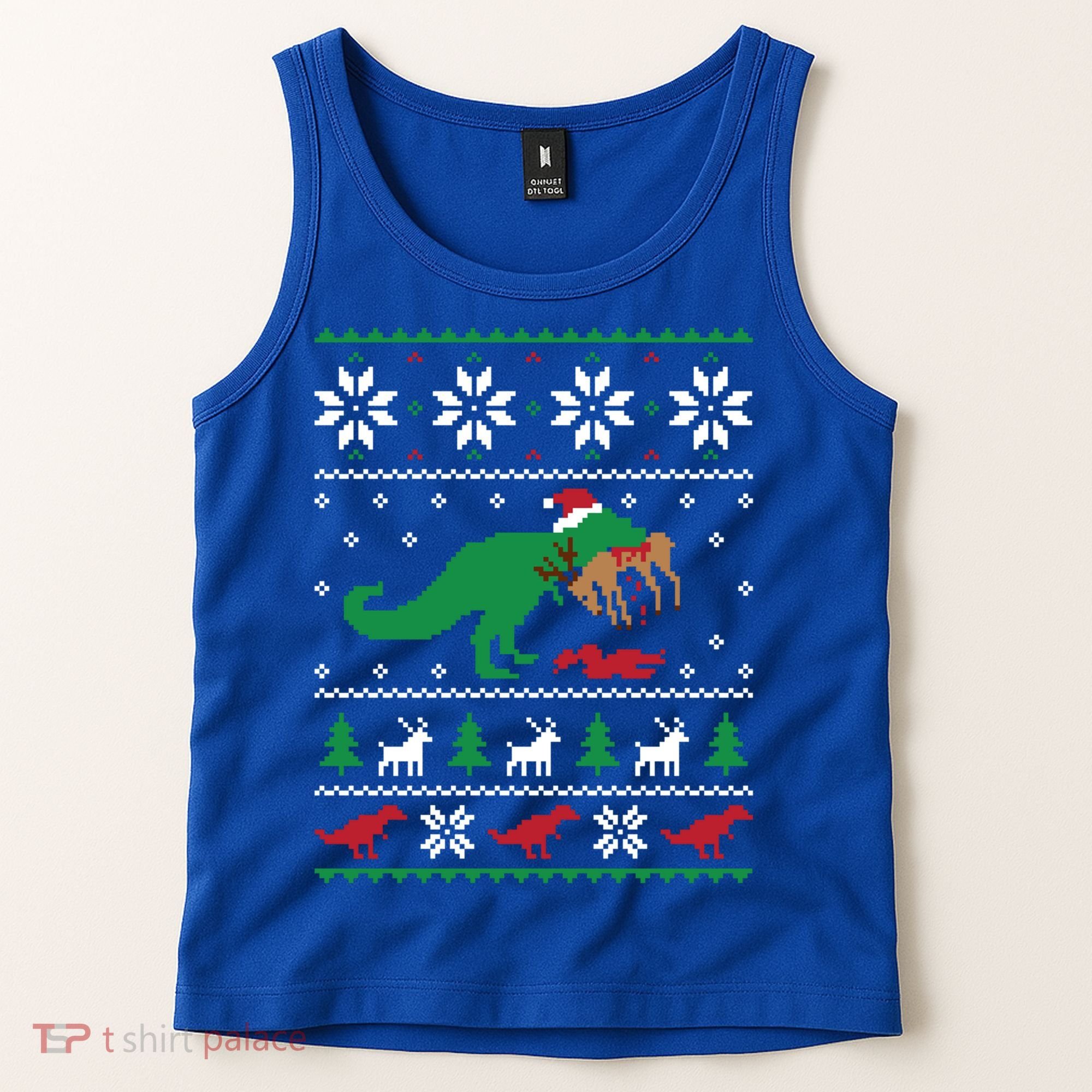 T Rex Eating Reindeer Funny Dinosaur Christmas Ugly Gift Tank Top