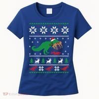 T Rex Eating Reindeer Funny Dinosaur Christmas Ugly Gift Women's T-Shirt thumb 0