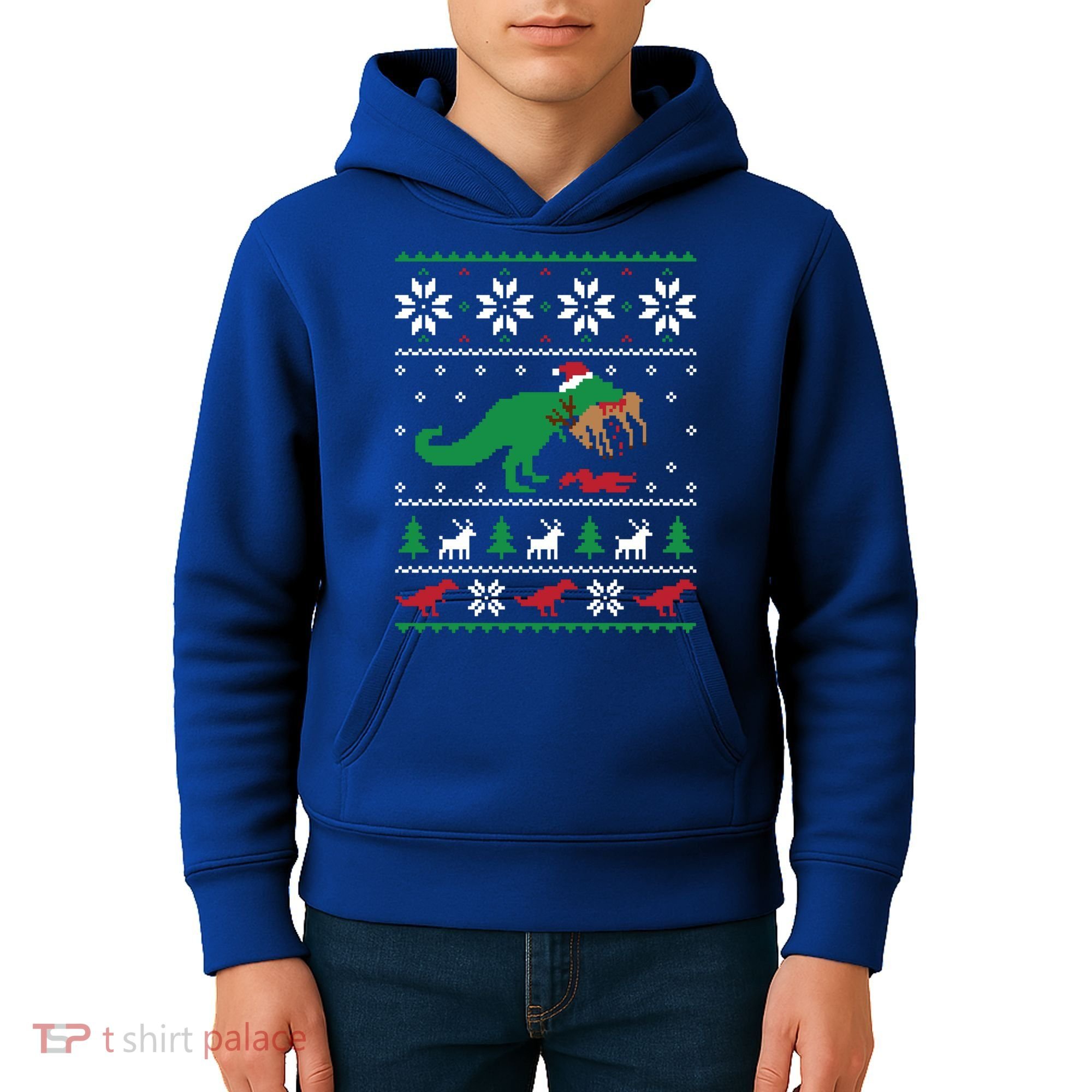 T Rex Eating Reindeer Funny Dinosaur Christmas Ugly Gift Kids Hoodie