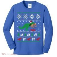 T Rex Eating Reindeer Funny Dinosaur Christmas Ugly Gift Kids Long Sleeve Shirt thumb 0