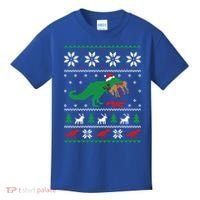 T Rex Eating Reindeer Funny Dinosaur Christmas Ugly Gift Kids T-Shirt thumb 0