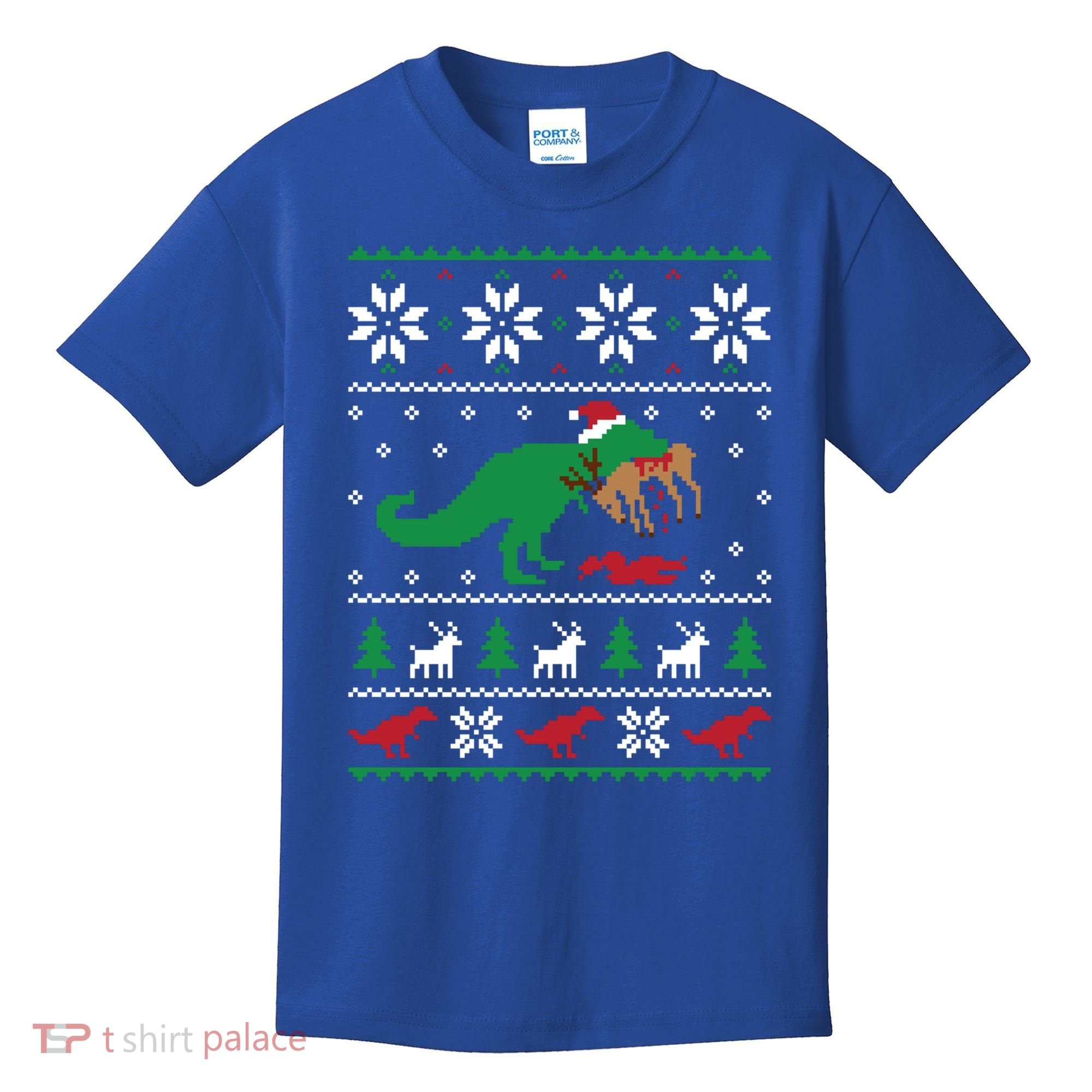 T Rex Eating Reindeer Funny Dinosaur Christmas Ugly Gift Kids T-Shirt
