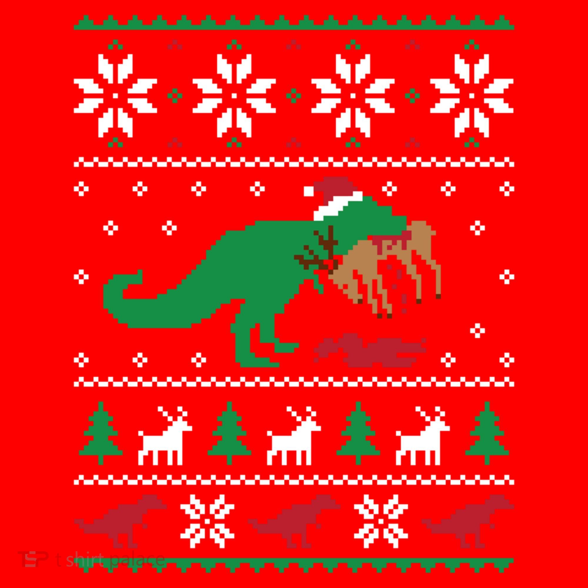 T Rex Eating Reindeer Funny Dinosaur Christmas Ugly Gift Santa Hat