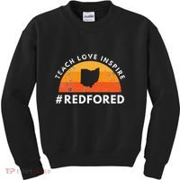 Teacher Red For Ed Ohio Public Education Teach Love Inspire Kids Sweatshirt thumb 0