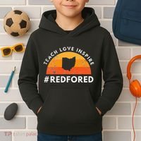 Teacher Red For Ed Ohio Public Education Teach Love Inspire Kids Hoodie thumb 2