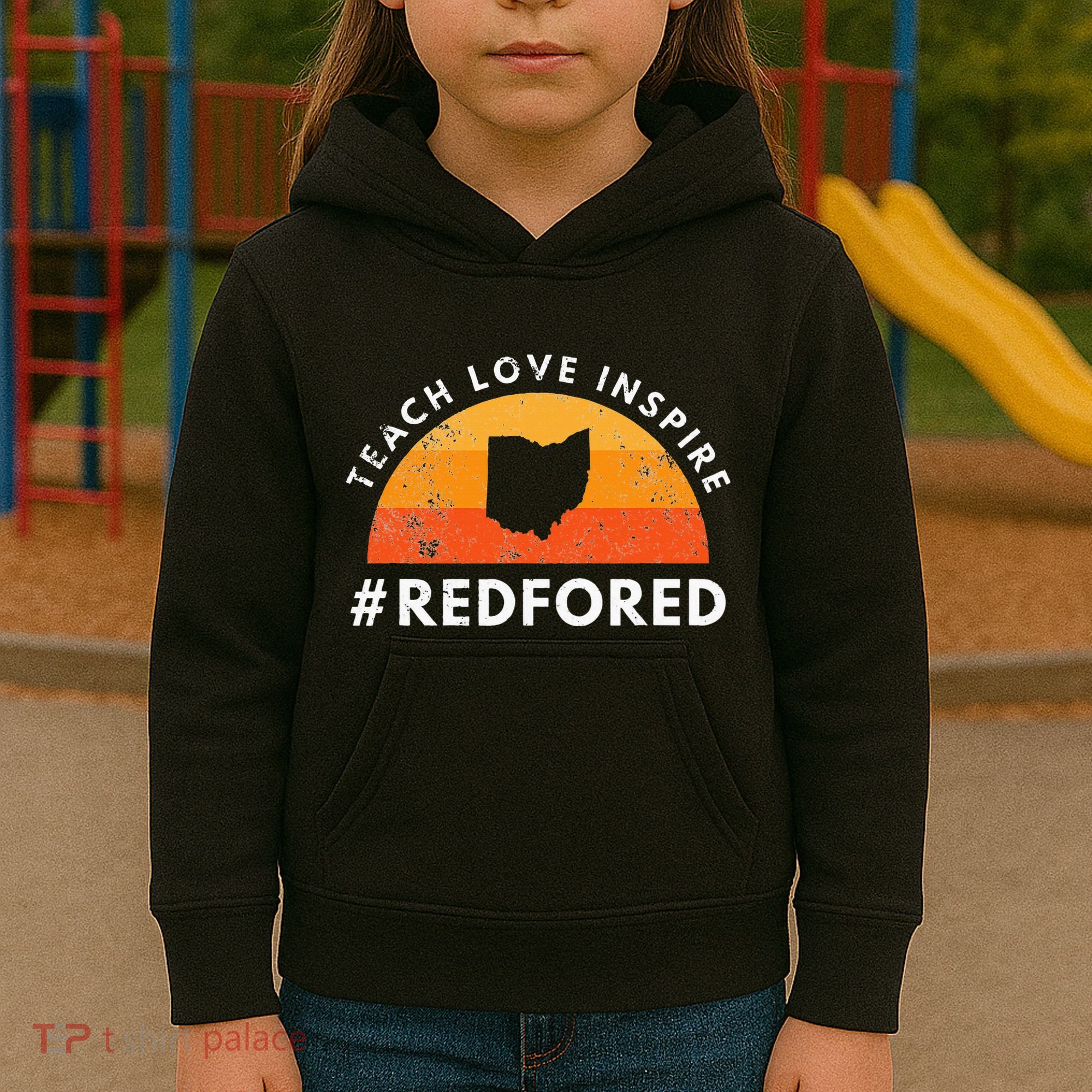 Teacher Red For Ed Ohio Public Education Teach Love Inspire Kids Hoodie