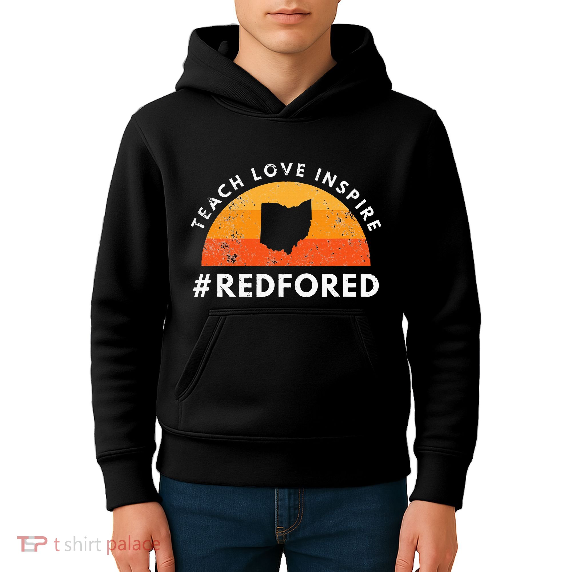 Teacher Red For Ed Ohio Public Education Teach Love Inspire Kids Hoodie