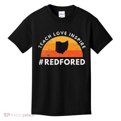 Teacher Red For Ed Ohio Public Education Teach Love Inspire Kids T-Shirt