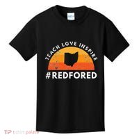 Teacher Red For Ed Ohio Public Education Teach Love Inspire Kids T-Shirt thumb 0