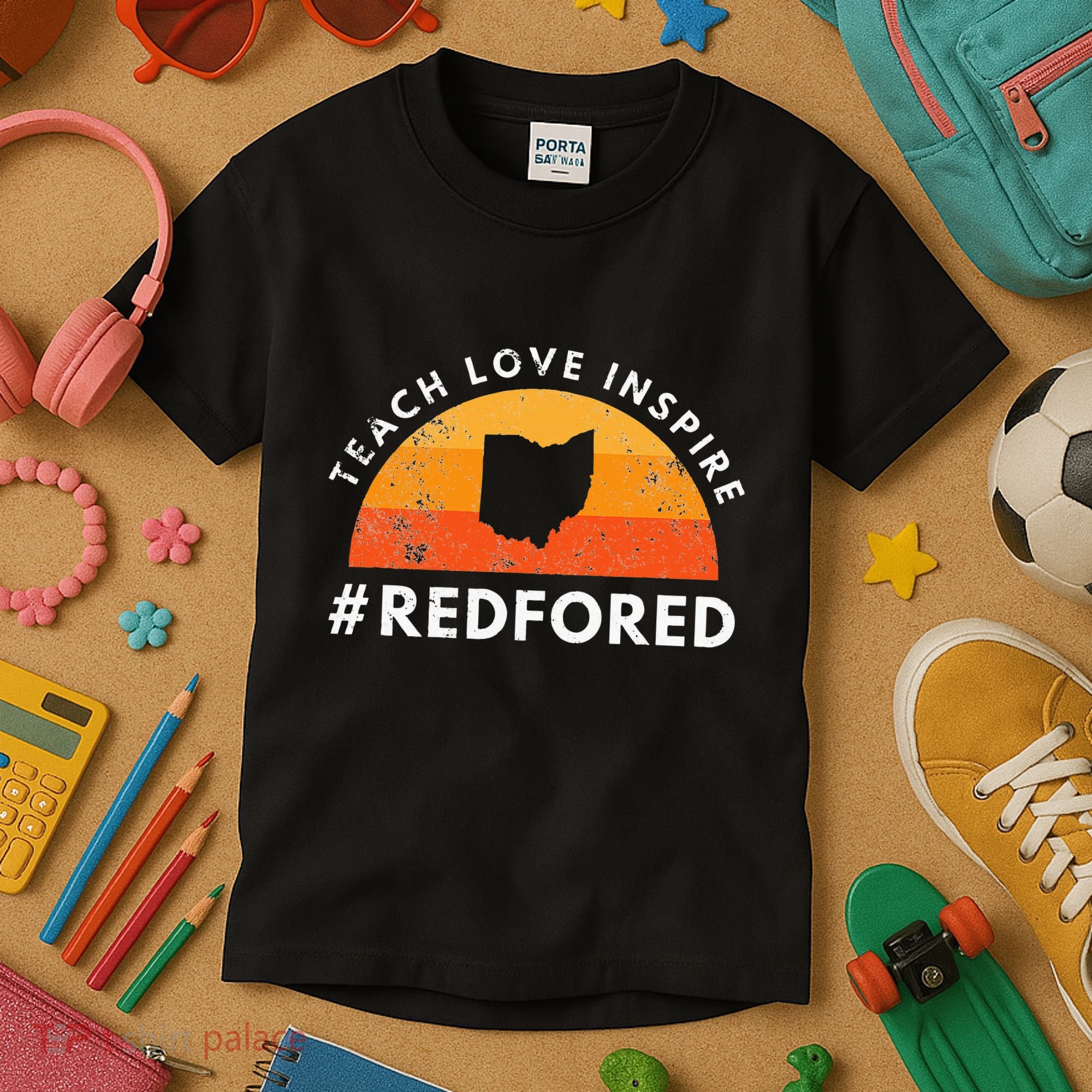 Teacher Red For Ed Ohio Public Education Teach Love Inspire Kids T-Shirt
