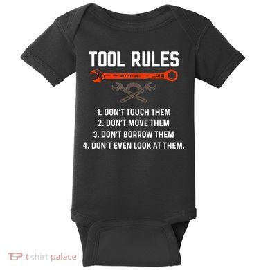 Tool Rules Funny Meme Mechanic Auto Repair Baby Bodysuit