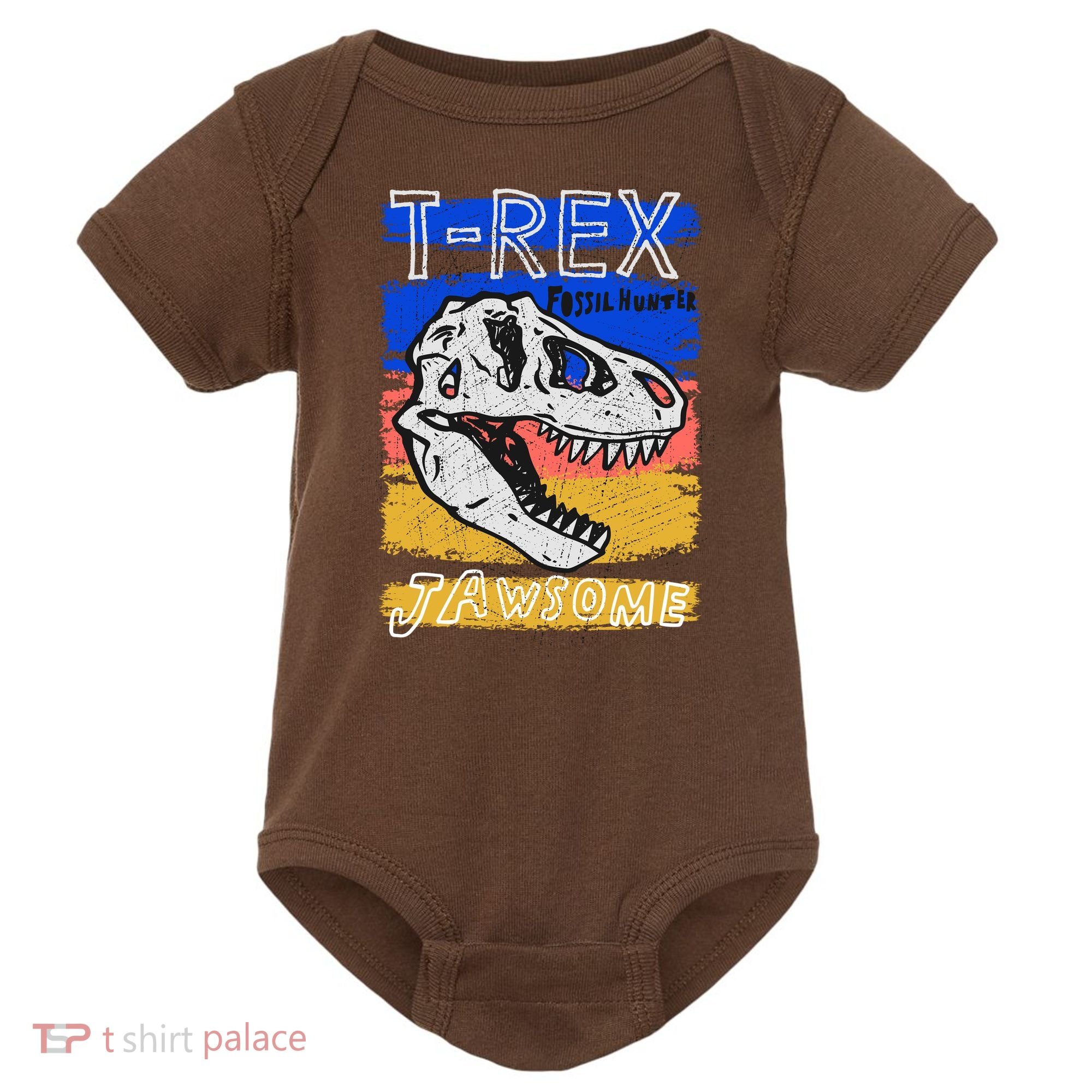 T Rex Fossil Hunter Jawsome Baby Bodysuit
