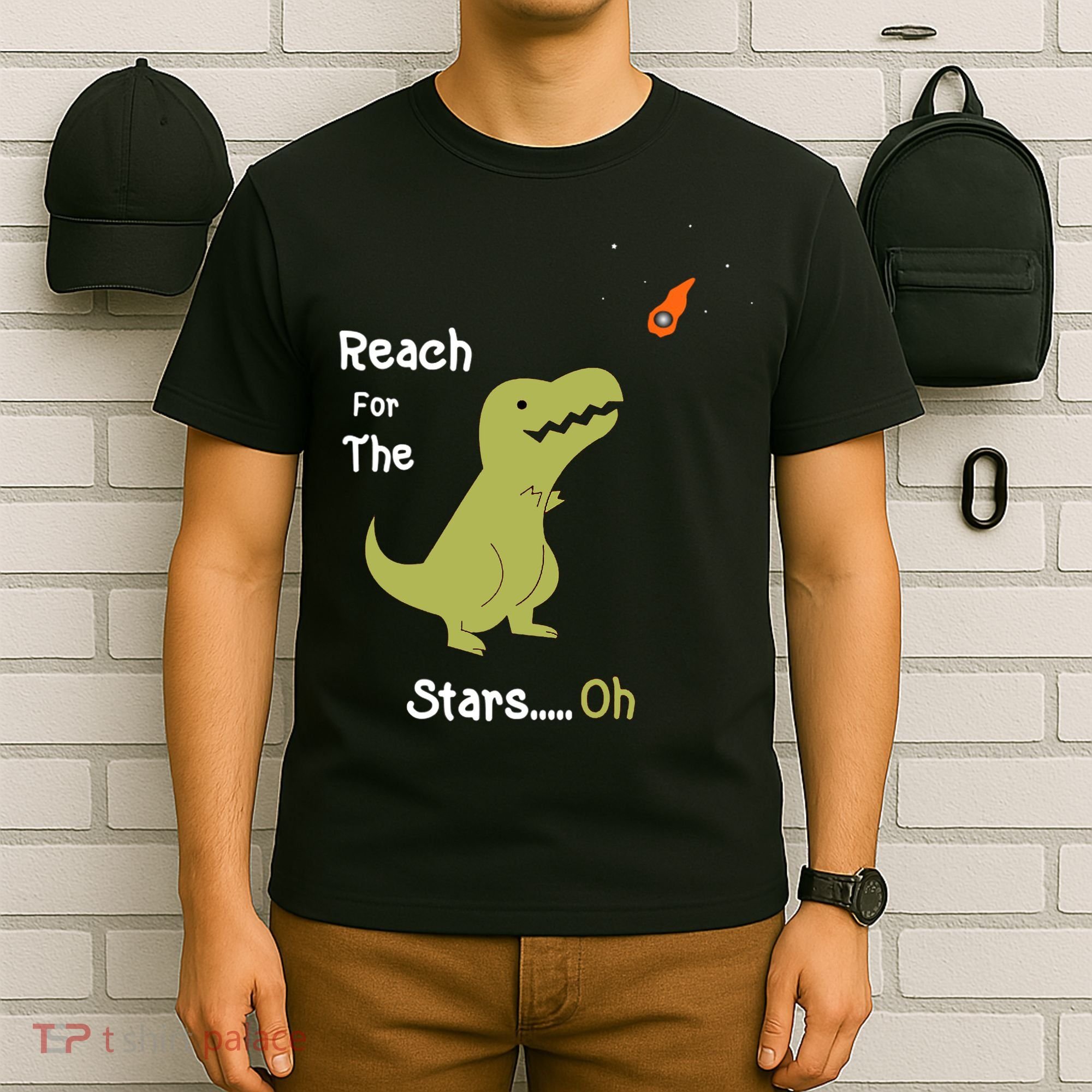 T-Rex Reach For The Stars Oh Dinosaur Dino Cool Cute Funny T-Shirt