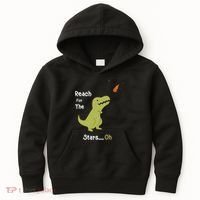 T-Rex Reach For The Stars Oh Dinosaur Dino Cool Cute Funny Kids Hoodie thumb 0