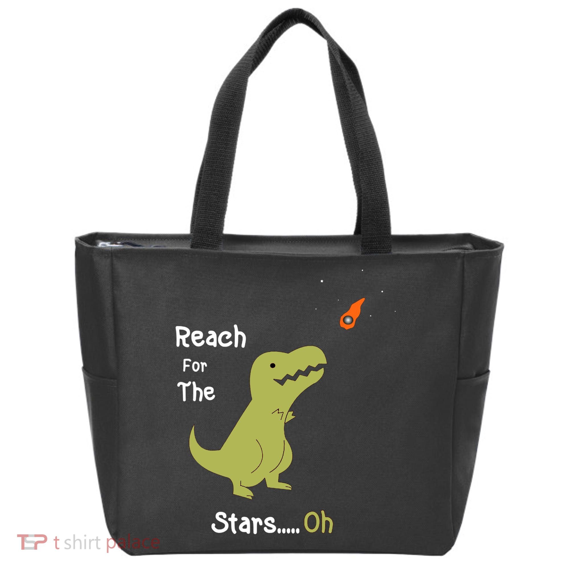 T-Rex Reach For The Stars Oh Dinosaur Dino Cool Cute Funny Tote Bag