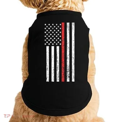Thin RedLine Firefighter Flag Distressed Effect Doggie Tank