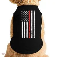 Thin RedLine Firefighter Flag Distressed Effect Doggie Tank thumb 0