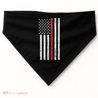 Thin RedLine Firefighter Flag Distressed Effect USA-Made Doggie Bandana thumb 0