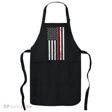 Thin RedLine Firefighter Flag Distressed Effect Apron