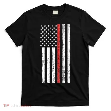 Thin RedLine Firefighter Flag Distressed Effect T-Shirt