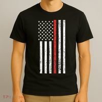 Thin RedLine Firefighter Flag Distressed Effect T-Shirt thumb 3