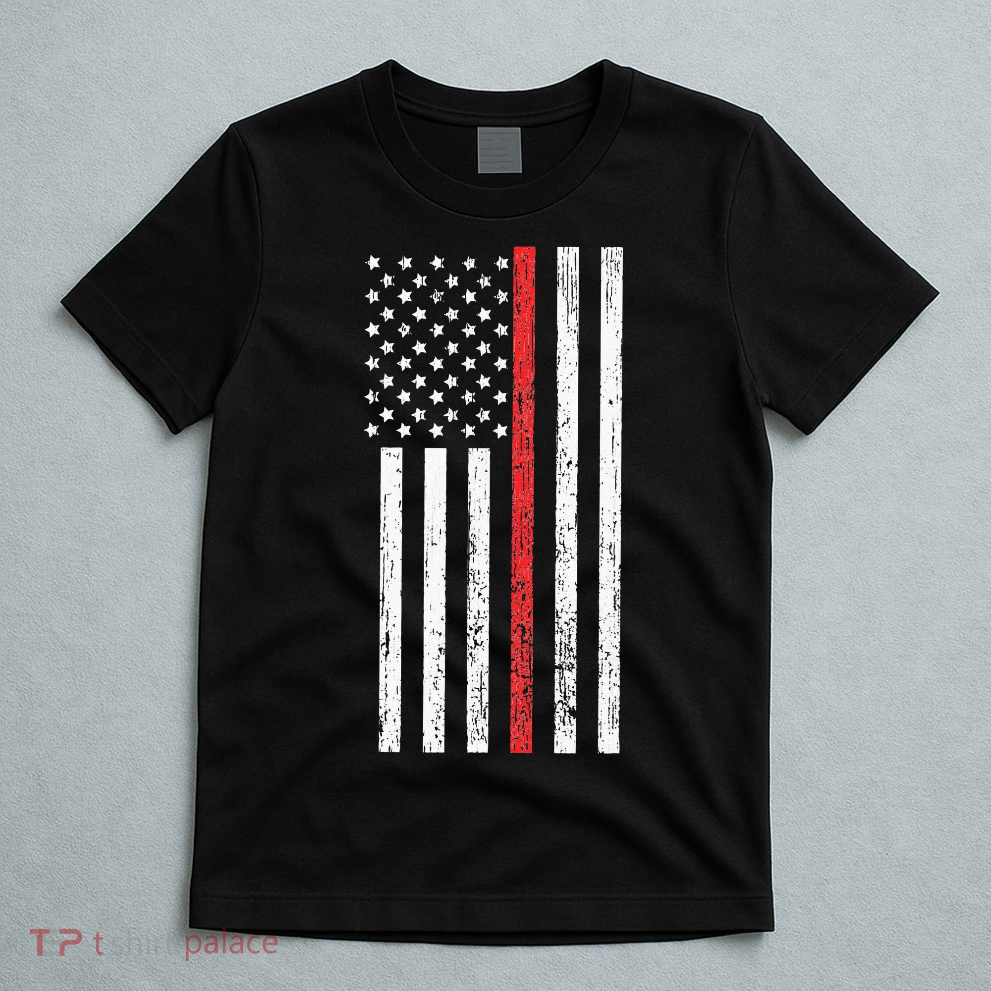 Thin RedLine Firefighter Flag Distressed Effect T-Shirt